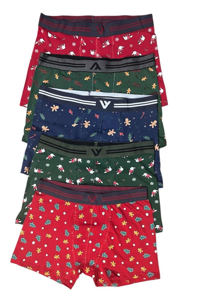 Boxeri barbati de Craciun, imprimeu emoji craciun,culoare diversificata,En-gros